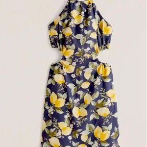 Abercrombie mini halter cutout lemon dress